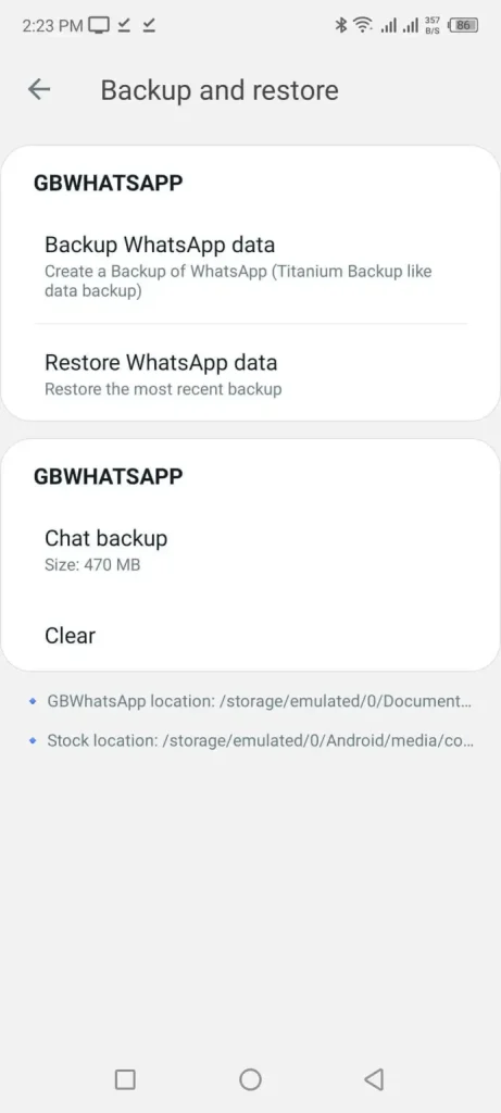 GBWhatsApp Data Backup Procedure