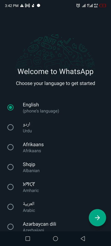 Choose the App language